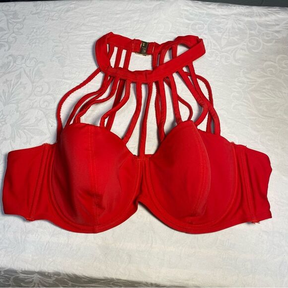 Enisa Contour Plus Bikini Top 40D Adore Me Super Strappy Chest Strap Swim Bra - Picture 1 of 8